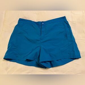 Lands’ End Women’s Size 8 Teal Green Blue Swim Shorts Zip Fly Button